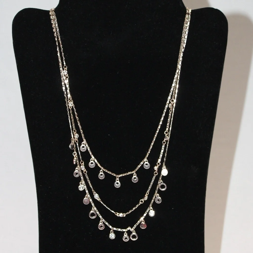 Metal Rose and Yellow Gold Tri-Necklace - Picture 2 of 5